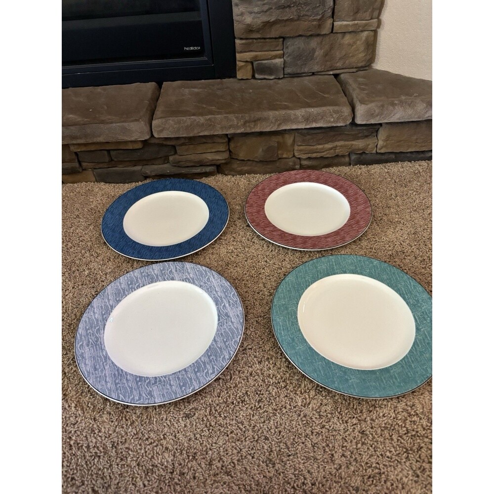 Mikasa Gotham Dinner Plate Charger Set Of 4 Blue, Red Teal, Navy New